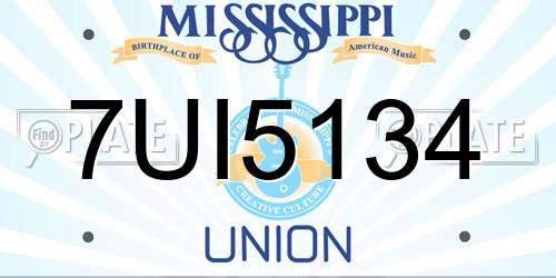 7UI5134 Mississippi License Plate
