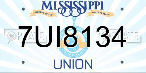 7UI8134 Mississippi License Plate