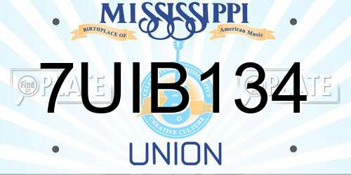 7UIB134 Mississippi License Plate