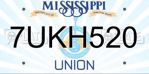 7UKH520 Mississippi License Plate