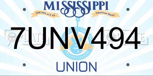 7UNV494 Mississippi License Plate