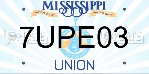 7UPE03 Mississippi License Plate