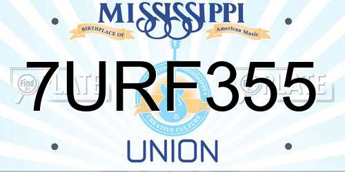 7URF355 Mississippi License Plate