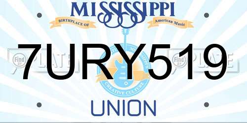 7URY519 Mississippi License Plate