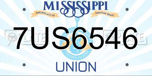 7US6546 Mississippi License Plate