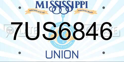7US6846 Mississippi License Plate