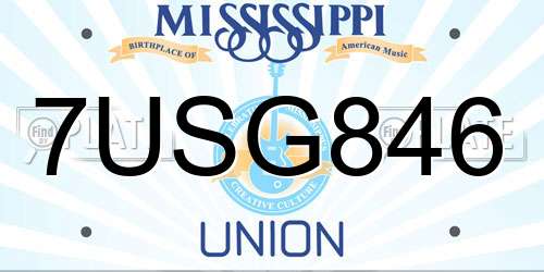 7USG846 Mississippi License Plate