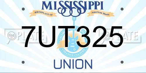 7UT325 Mississippi License Plate