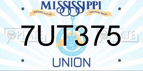 7UT375 Mississippi License Plate