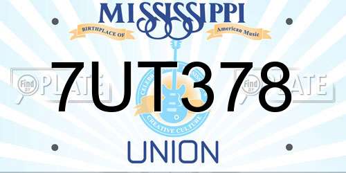 7UT378 Mississippi License Plate