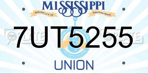 7UT5255 Mississippi License Plate
