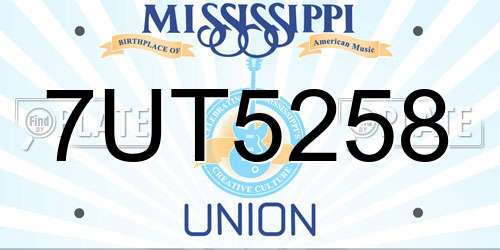 7UT5258 Mississippi License Plate
