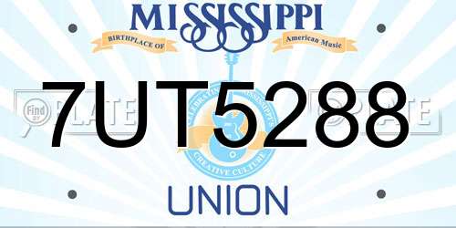 7UT5288 Mississippi License Plate