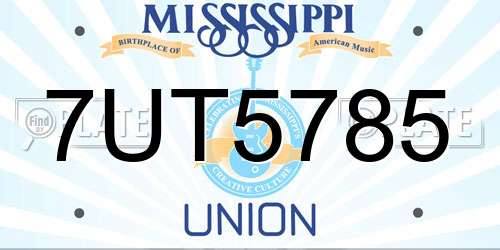 7UT5785 Mississippi License Plate