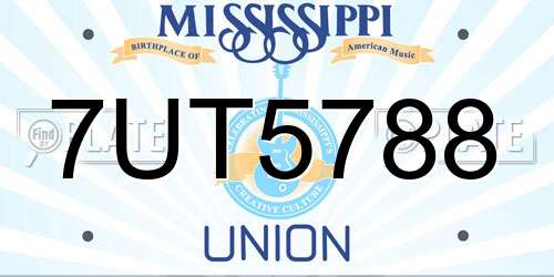 7UT5788 Mississippi License Plate