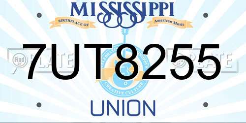 7UT8255 Mississippi License Plate