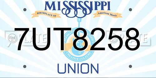 7UT8258 Mississippi License Plate