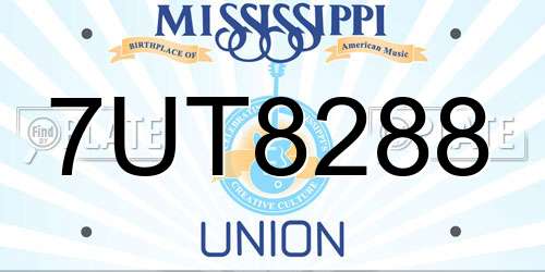 7UT8288 Mississippi License Plate