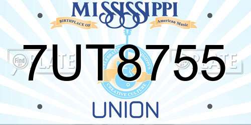 7UT8755 Mississippi License Plate