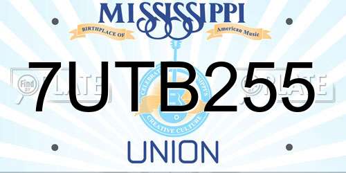 7UTB255 Mississippi License Plate