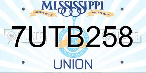 7UTB258 Mississippi License Plate
