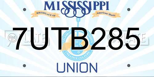 7UTB285 Mississippi License Plate
