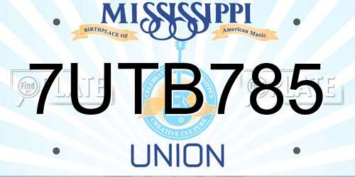 7UTB785 Mississippi License Plate