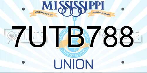 7UTB788 Mississippi License Plate