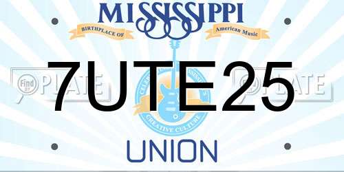 7UTE25 Mississippi License Plate