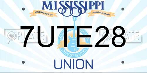 7UTE28 Mississippi License Plate
