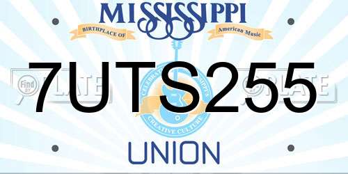 7UTS255 Mississippi License Plate