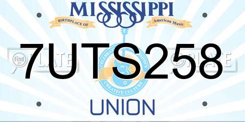 7UTS258 Mississippi License Plate