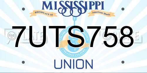 7UTS758 Mississippi License Plate