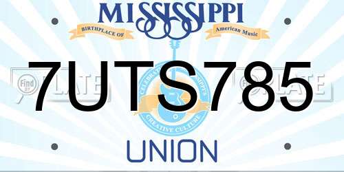 7UTS785 Mississippi License Plate