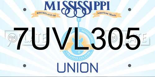 7UVL305 Mississippi License Plate