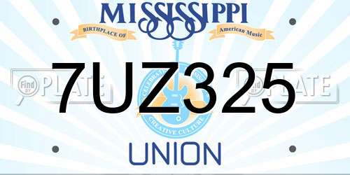 7UZ325 Mississippi License Plate