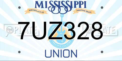 7UZ328 Mississippi License Plate