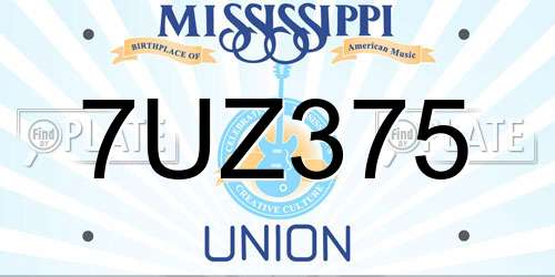 7UZ375 Mississippi License Plate