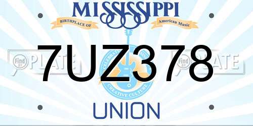 7UZ378 Mississippi License Plate