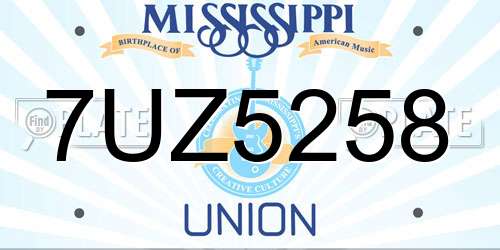 7UZ5258 Mississippi License Plate