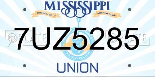 7UZ5285 Mississippi License Plate