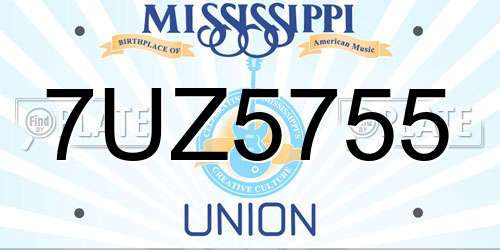 7UZ5755 Mississippi License Plate