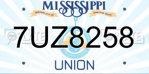 7UZ8258 Mississippi License Plate
