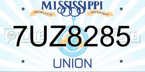 7UZ8285 Mississippi License Plate