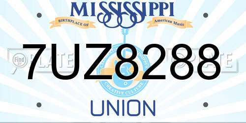 7UZ8288 Mississippi License Plate