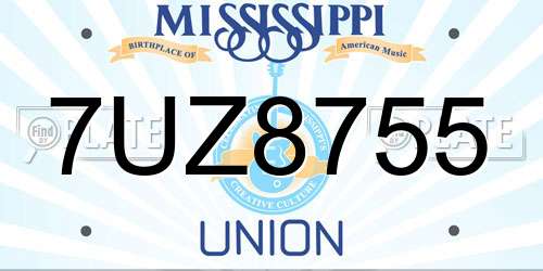 7UZ8755 Mississippi License Plate