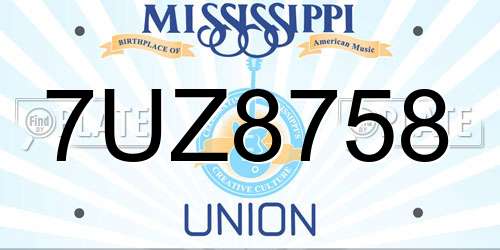 7UZ8758 Mississippi License Plate