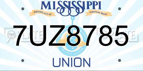 7UZ8785 Mississippi License Plate