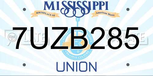 7UZB285 Mississippi License Plate