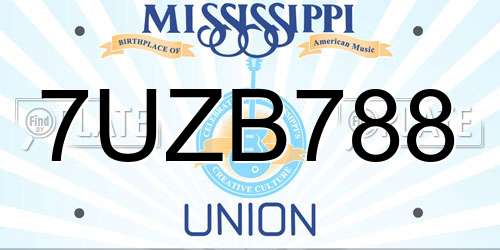 7UZB788 Mississippi License Plate